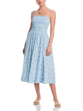 350$ Ciao Lucia Mael Dandelion Smocked Fit and Flare Midi Dress Size XS Blue